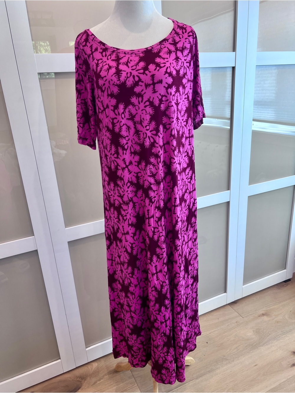 Noa Noa Hawaii Ulu Breadfruit Leaf Batik Jersey Maxi Dress M